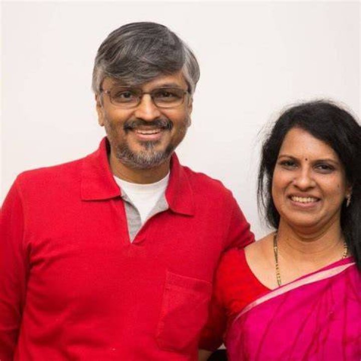 Bharathi Baskar with her husband and daughter