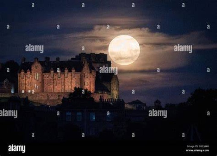Full Moon Behind Edinburgh Castle