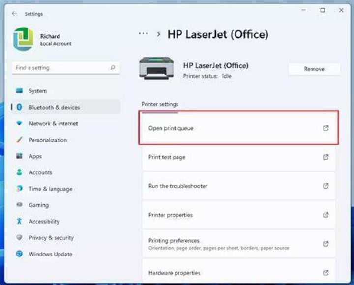 How to open printer queue