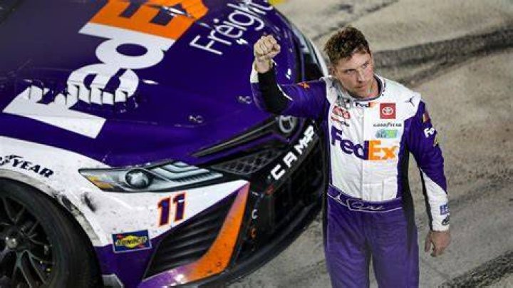 Image of Denny Hamlin with his wife Jordan Fish and their daughters