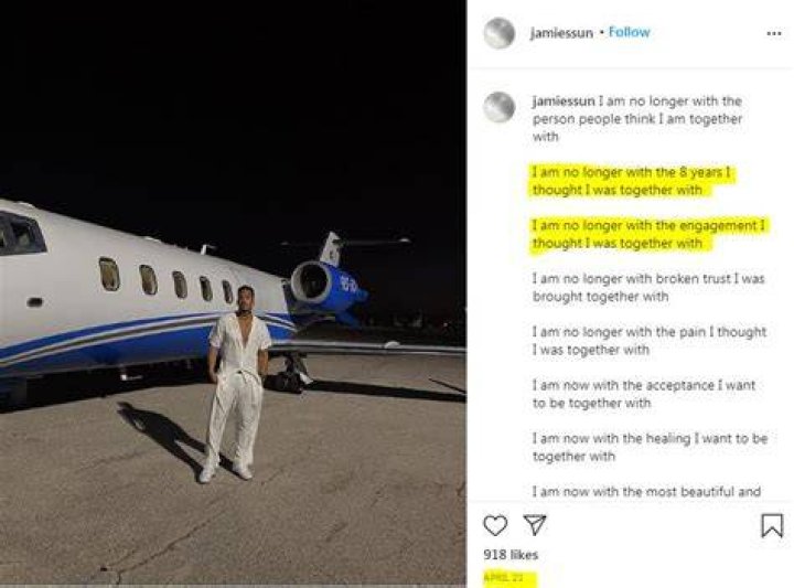 Jamie Sun explained the break up via a poetry